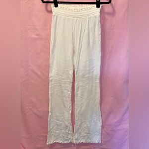 Cream White Flowy Stretch Waist Ruffle Hem Wide-leg Pant Old Navy Extra Small XS